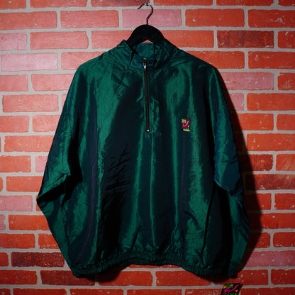 VTG Surf Style Green Quarter-Zip Windbreaker