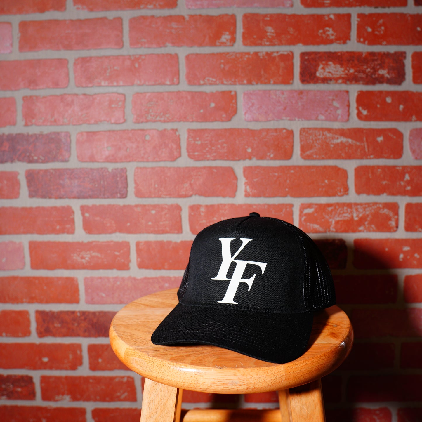 Yesterday's Fits Monogram Logo Black Trucker Hat