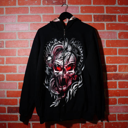 VTG Y2K Skull Dragon Zip-Up Hoodie