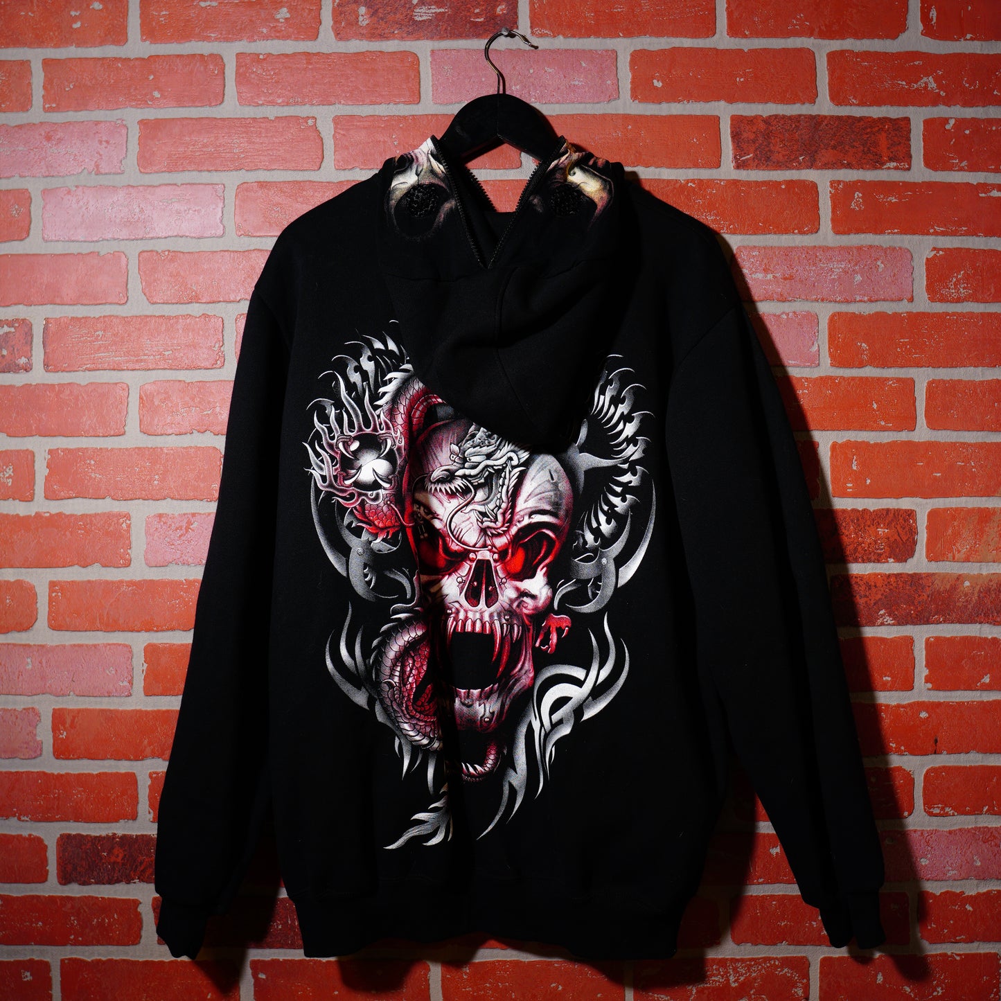 VTG Y2K Skull Dragon Zip-Up Hoodie