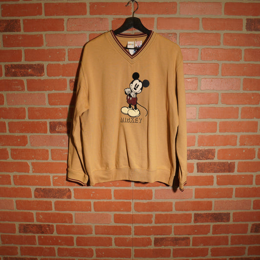 VTG Disney Mickey Mouse Embroidered Tan Crewneck
