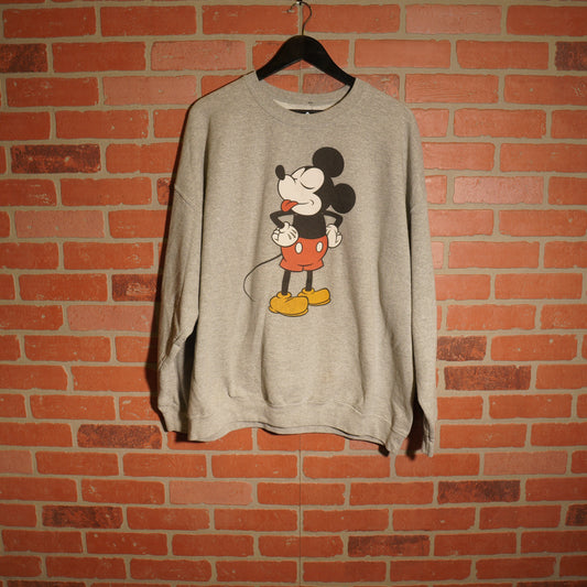Disney Mickey Mouse Grey Sticking Tongue Out Crewneck