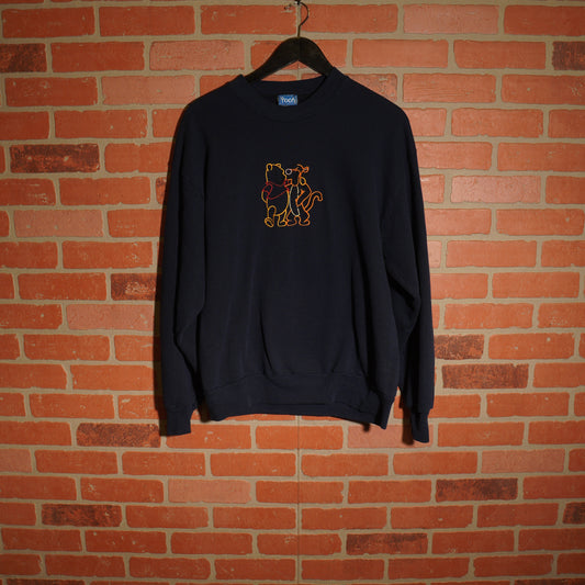 VTG Winnie The Pooh Outline Navy Crewneck