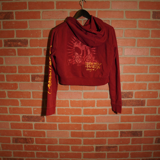 VTG Y2K Ed Hardy Cropped Zip-Up Hoodie
