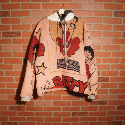 Trevs1of1 Betty Boop Pink Double Hood Custom Tapestry Hoodie