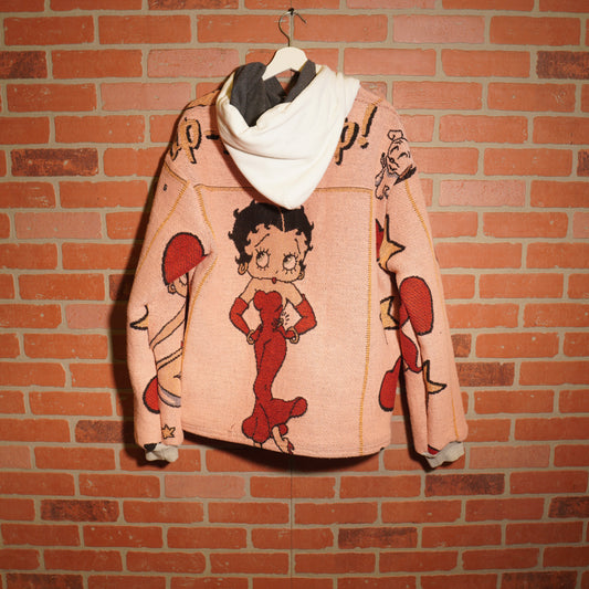 Trevs1of1 Betty Boop Pink Double Hood Custom Tapestry Hoodie