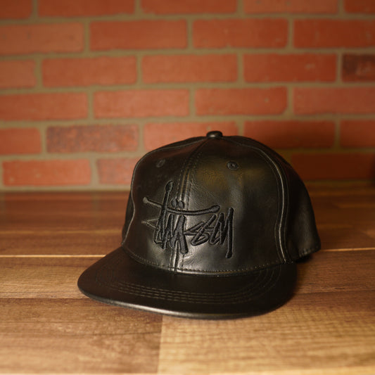 Stussy Leather Black Snapback Hat