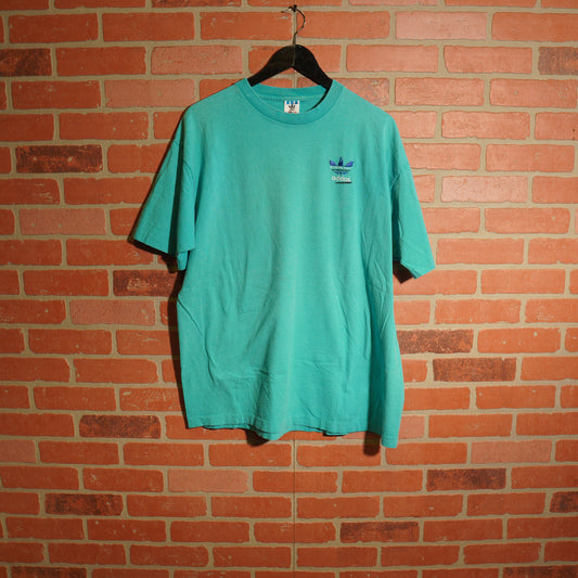 VTG Adidas Teal Embroidered Logo Tee