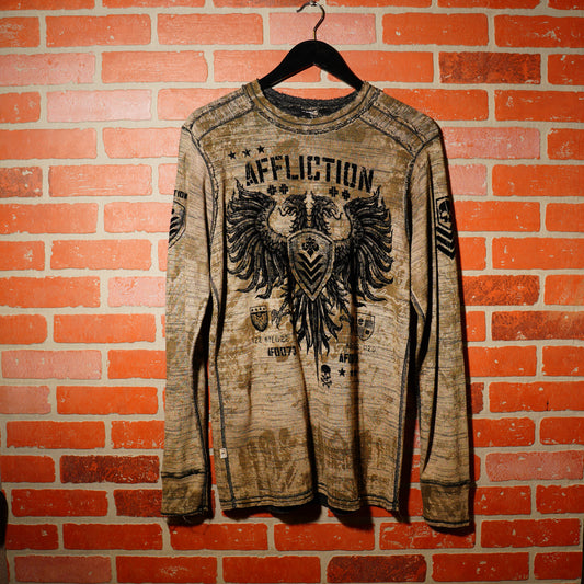 VTG Y2K Affliction Eagle Waffle L/S Tee