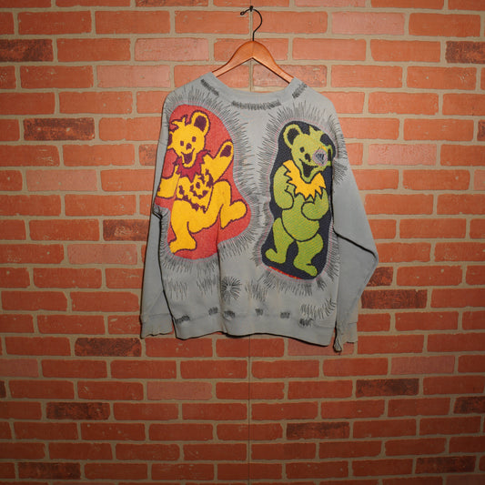 Trevs1of1 1990's Grateful Dead Dancing Bears Light Blue Adidas Crewneck