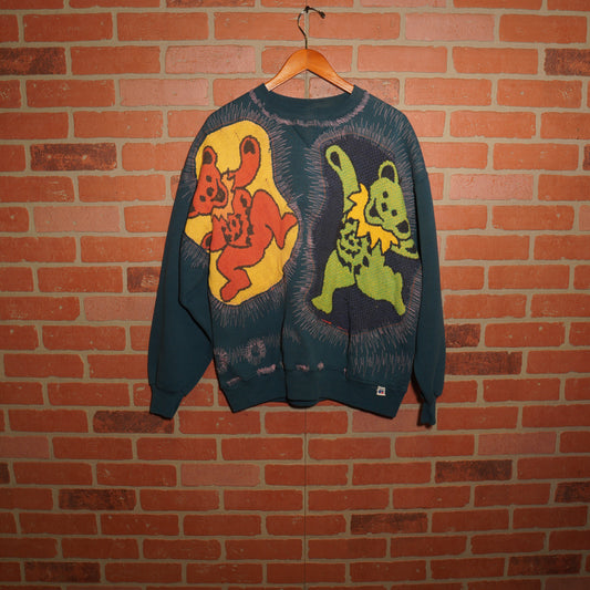 Trevs1of1 1990's Grateful Dead Dancing Bears Dark Teal Russell Crewneck