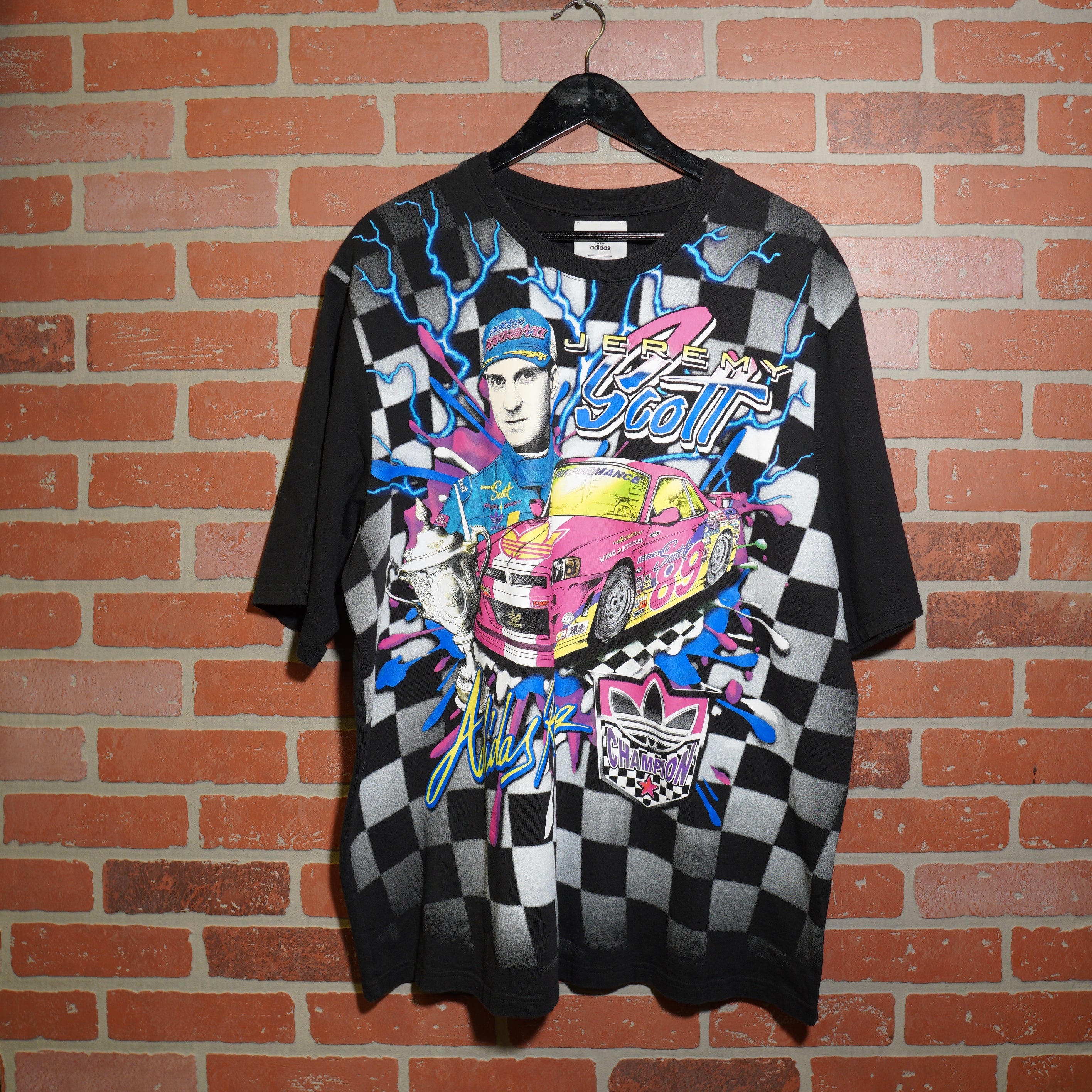 Adidas X Jeremy Scott Checkered Flag Big Print Tee