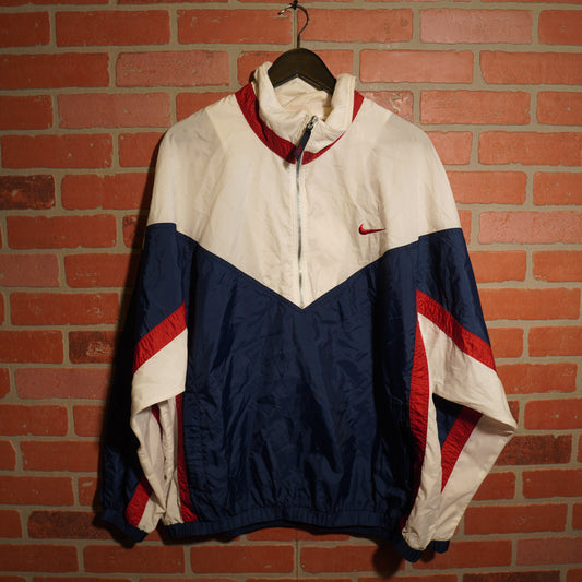 VTG Nike Red/White/Blue Quarter-Zip Windbreaker