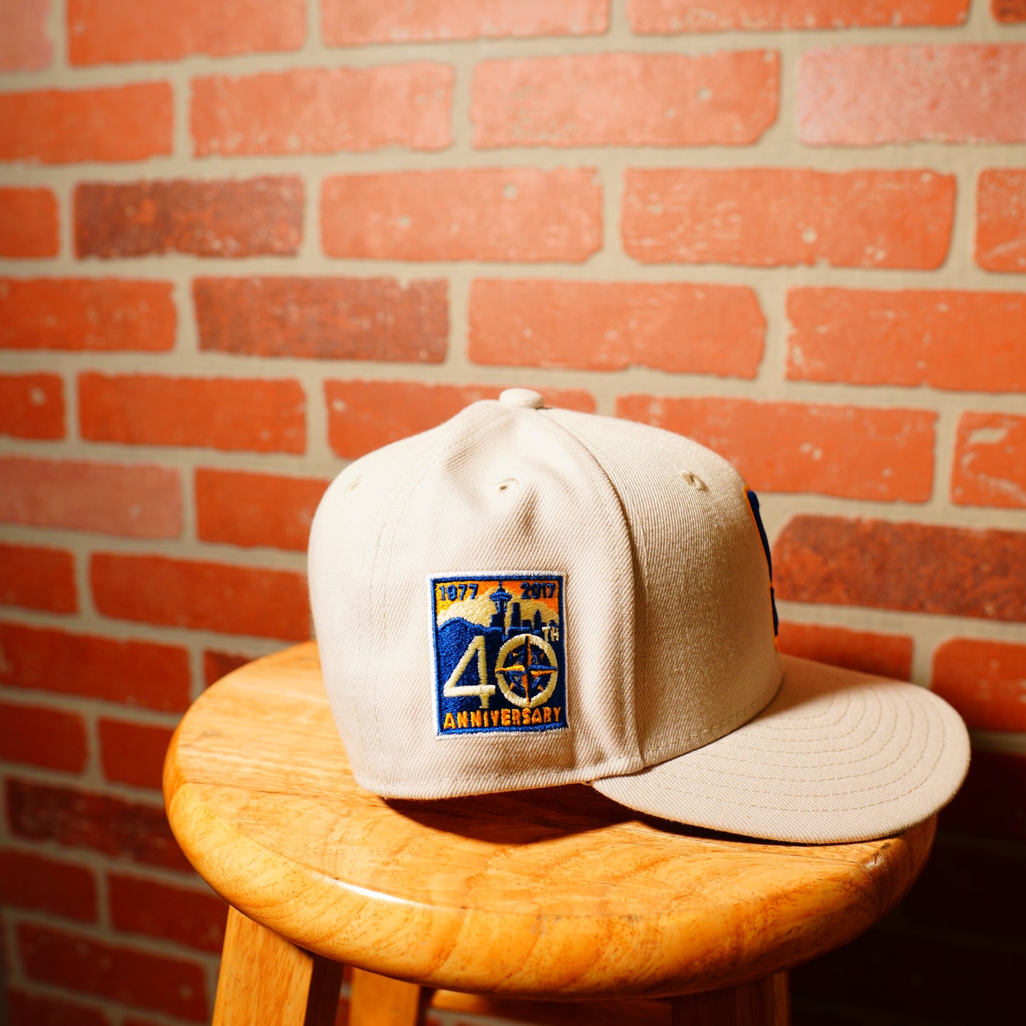 MLB Seattle Mariners White 40th Anniversary Patch Fitted Hat