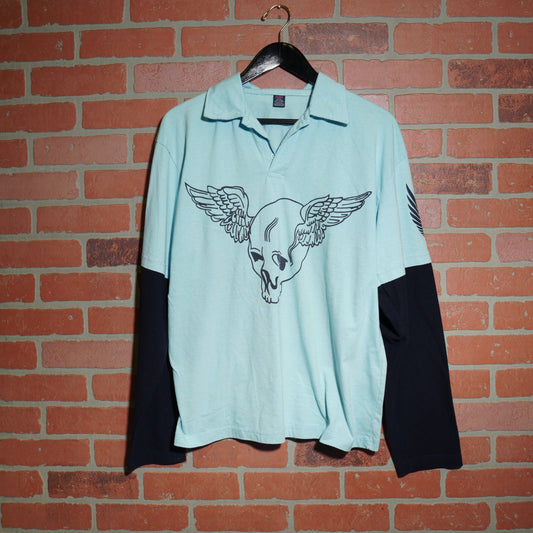 VTG Y2K Double Layer Skull Polo Shirt (25)