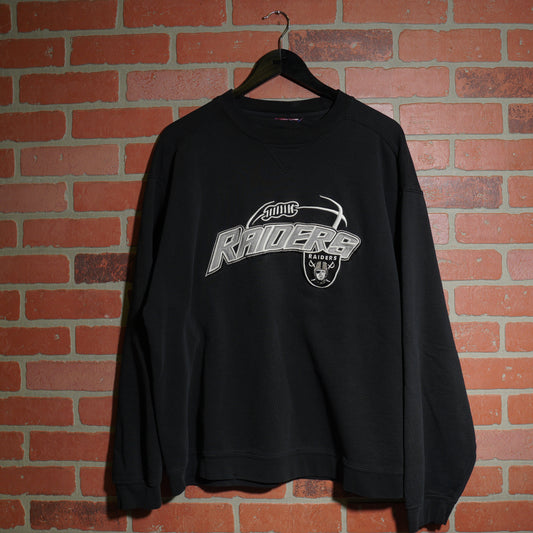 VTG NFL Oakland Raiders Embroidered Football Crewneck