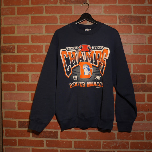 VTG 1996 NFL Denver Broncos Western Division Champs Crewneck