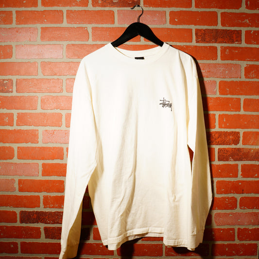 Stussy Logo White L/S Tee