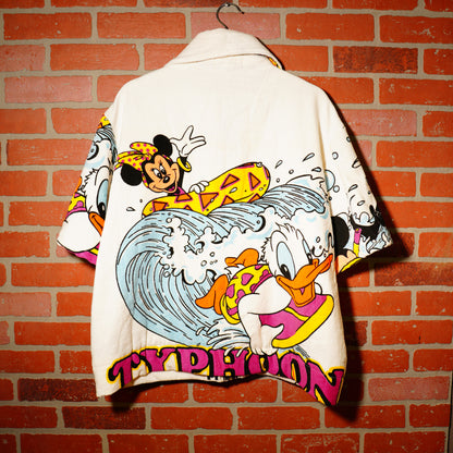 CUSTOM VTG 80s TYPHOON LAGOON BEACH TOWEL ZIP UP SHIRT