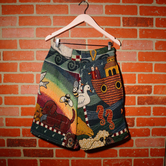 VTG ALL OVER PRINT ARCH ANINAL WOVEN TAPESTRY SHORTS