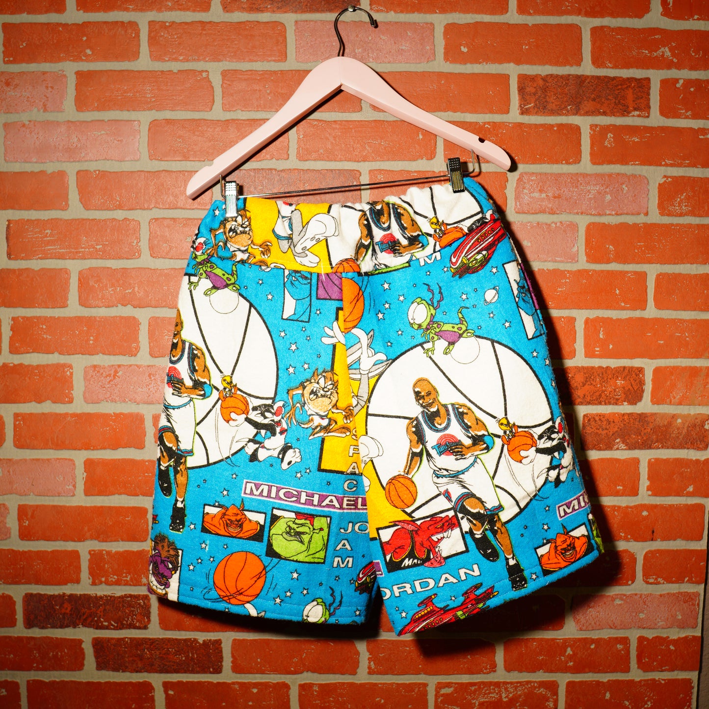 VTG 1996 ALL OVER PRINT SPACE JAM BLANKET SHORTS