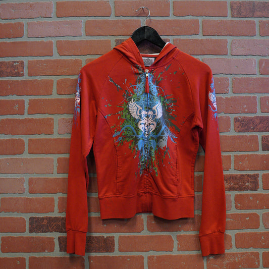 VTG Y2K Women's Zip-Up Red Hoodie (34)