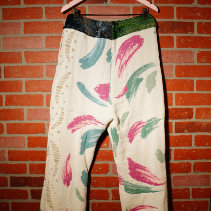 VTG ALL OVER PRINT PAINT STROKES WOVEN TAPESTRY PANTS