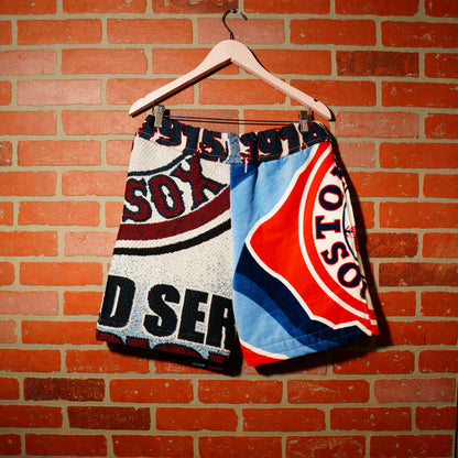 TREVS1OF1 BOSTON RED SOX SPLIT TOWEL WOVEN TAPESTRY SHORTS