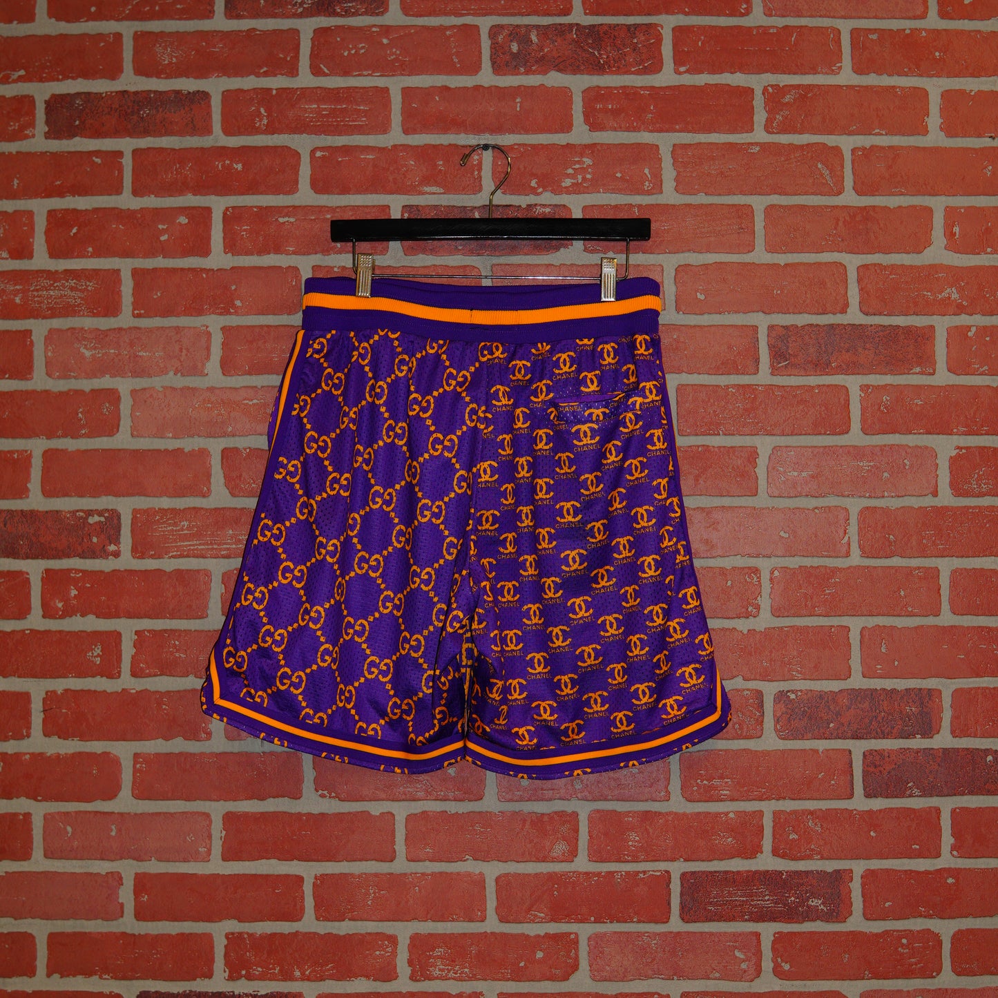 Market Secret Club Designer Purple/Gold Shorts