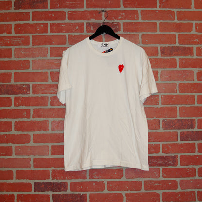 CDG Play Long Heart White Tee