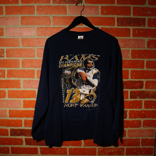 VTG 2002 NFL NFC Champs St. Louis Rams Kurt Warner L/S Tee