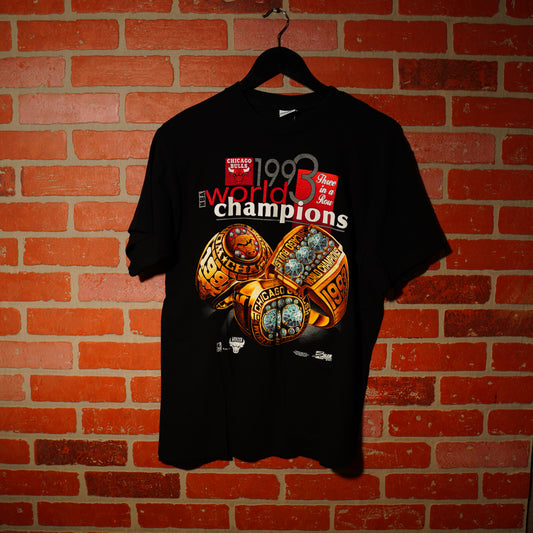 VTG 1993 NBA Champions Chicago Bulls 3 In A Row Tee