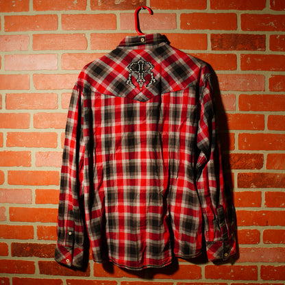 VTG Y2K Red Plaid Button-Up Shirt