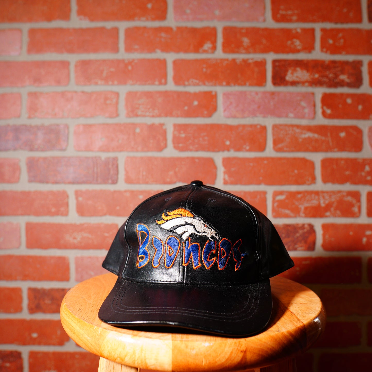 VTG NFL Denver Broncos Leather Snapback Hat