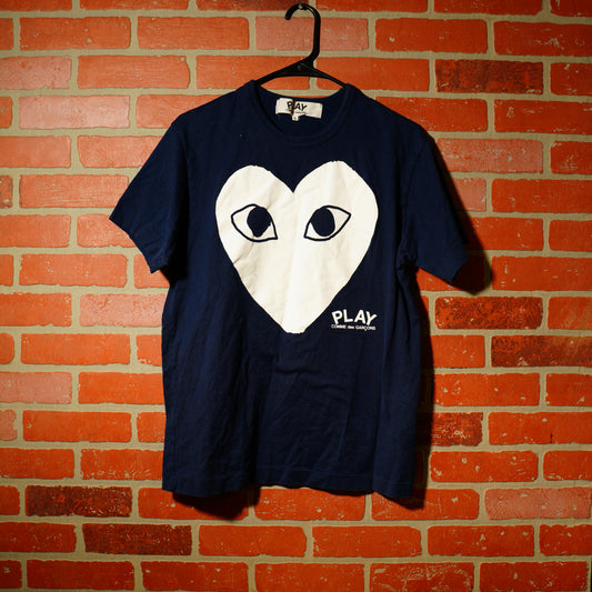 CDG Play Navy Logo Tee