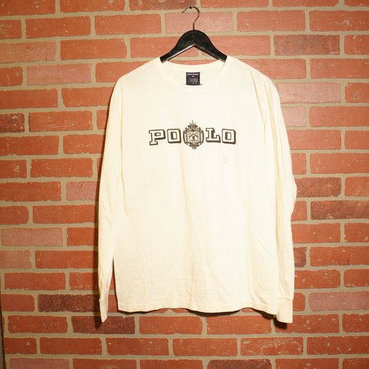 VTG Polo Sport Crest Logo L/S White Tee