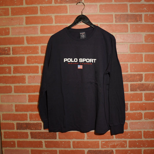 VTG Polo Sport Flag L/S Navy Tee