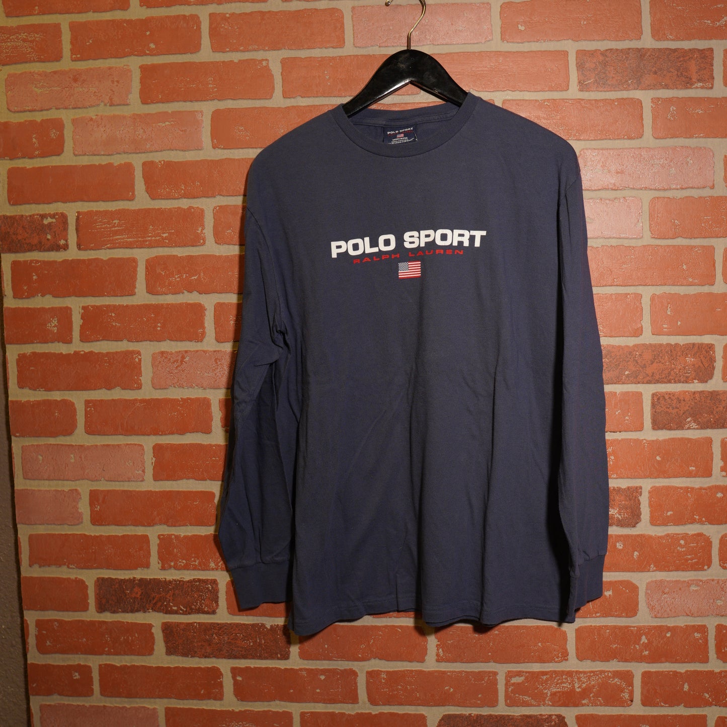 VTG Polo Jeans By Ralph Lauren Navy Flag L/S Tee
