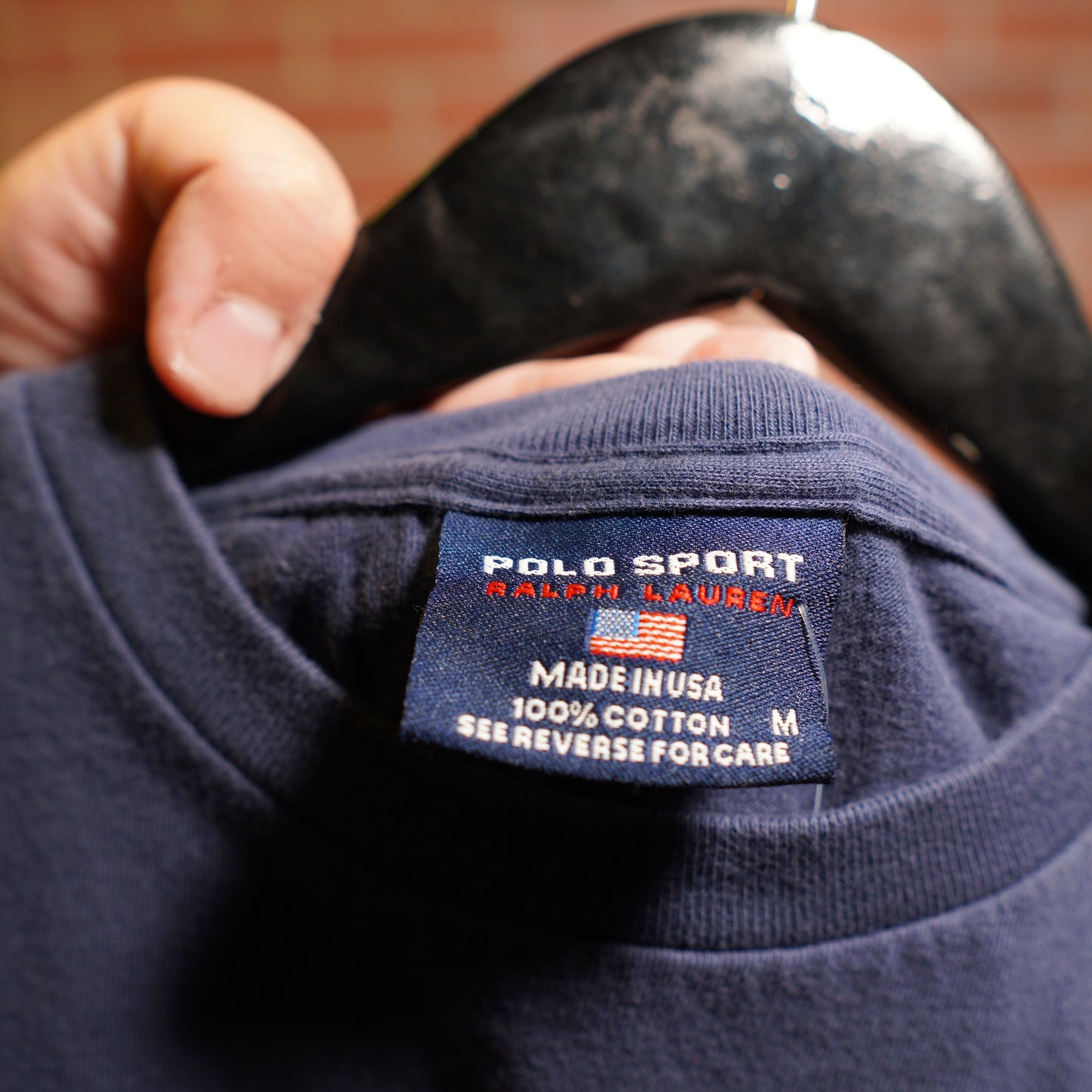 VTG Polo Jeans By Ralph Lauren Navy Flag L/S Tee
