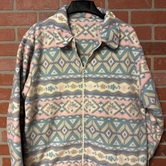 Colorful Fleece Zip Up Sweater (2)