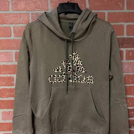 WMNS Adidas Olive Green Cheetah Logo Hoodie (2)