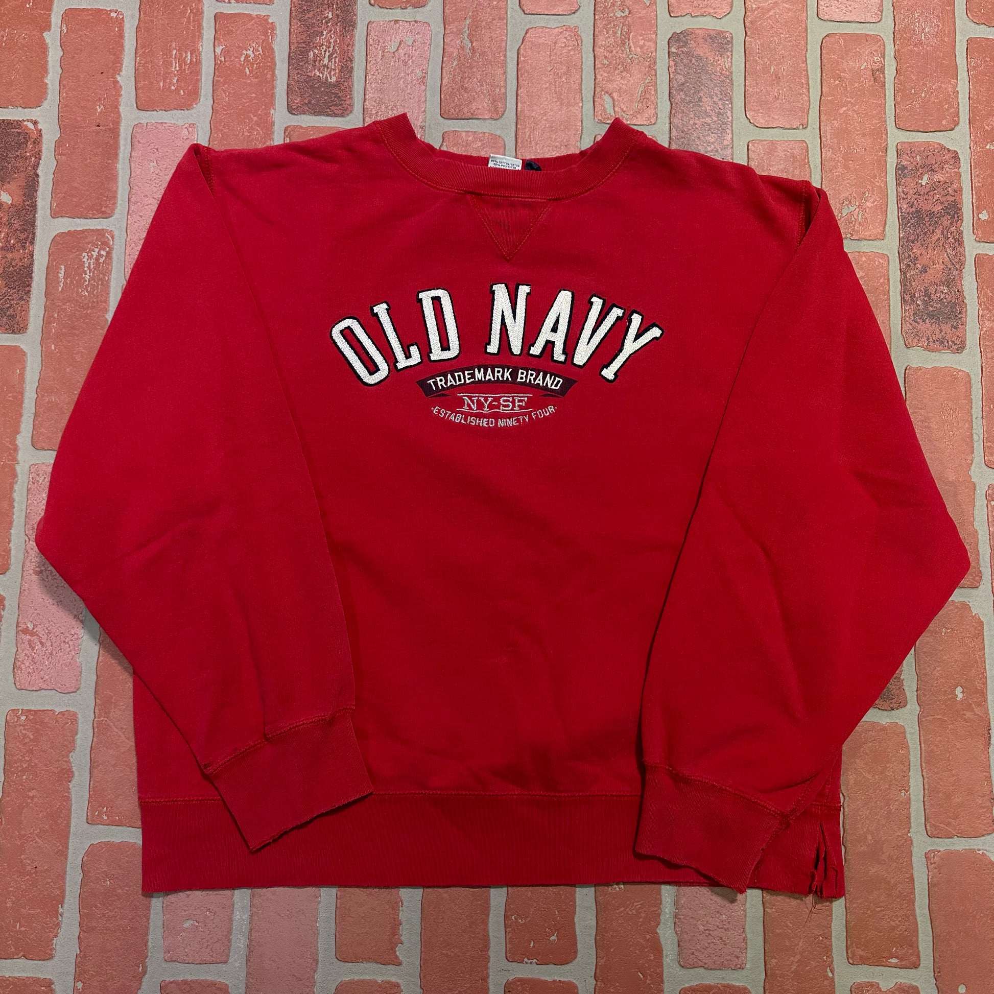 VTG Y2K Old Navy Red Crewneck Yesterday's Fits Clothing Fashion Vintage Streetwear Fashion Item
