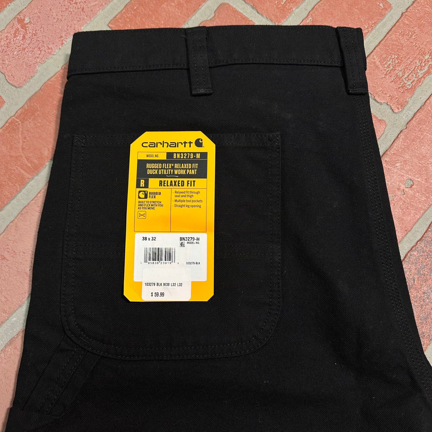 DS NWT Carhartt Black Rugged Flex Relaxed Fit Duck Utility Work Pants