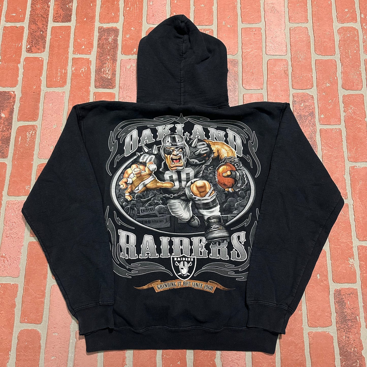 VTG Oakland Raiders Cartoon Center Logo Football Hoodie