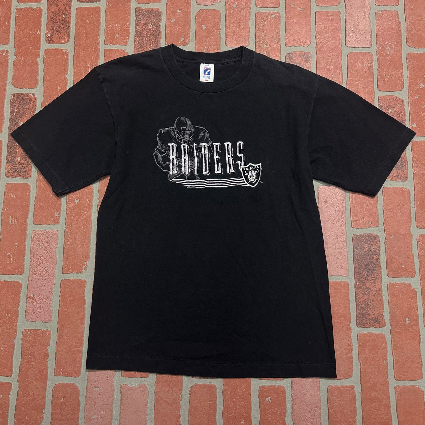 VTG NFL Oakland Raiders Embroidered Football Tee