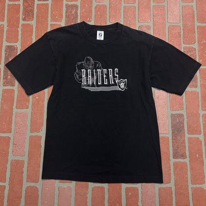 VTG NFL Oakland Raiders Embroidered Football Tee
