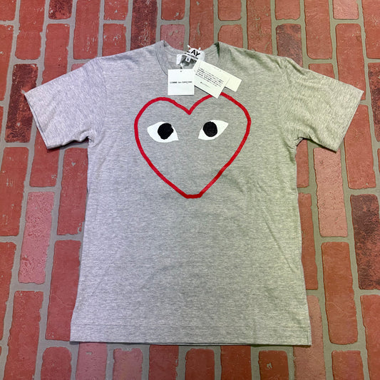 CDG Play Grey Outline Heart Tee