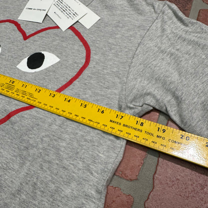 CDG Play Grey Outline Heart Tee