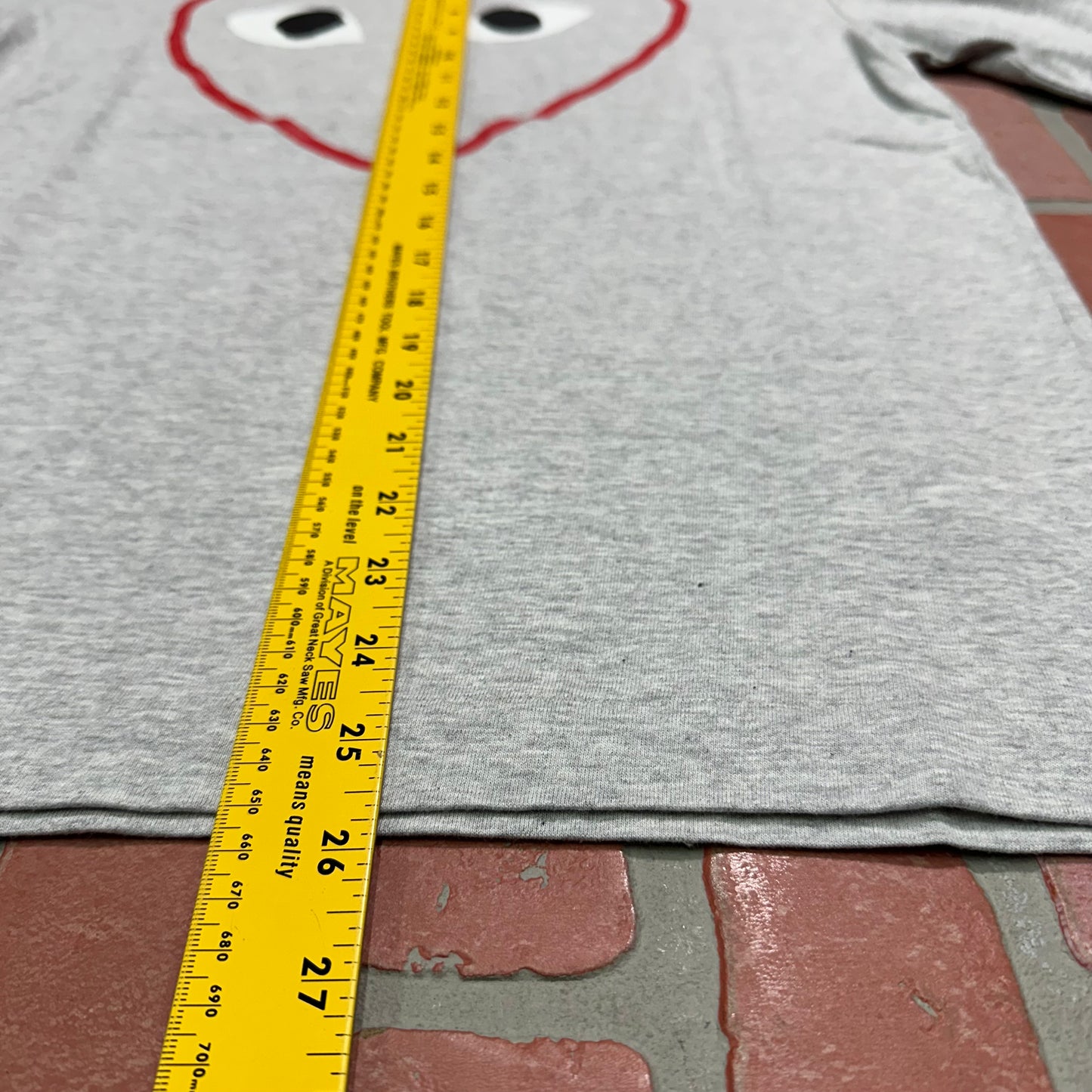 CDG Play Outline Heart L/S Grey Tee