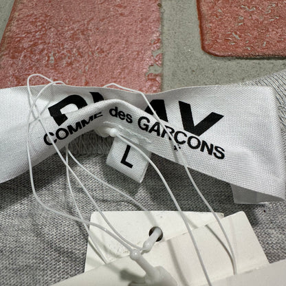 CDG Play Grey Outline Heart L/S Tee
